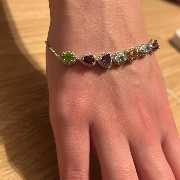 Multi-colored precious gems clasp bracelet - Picture 5 of 7